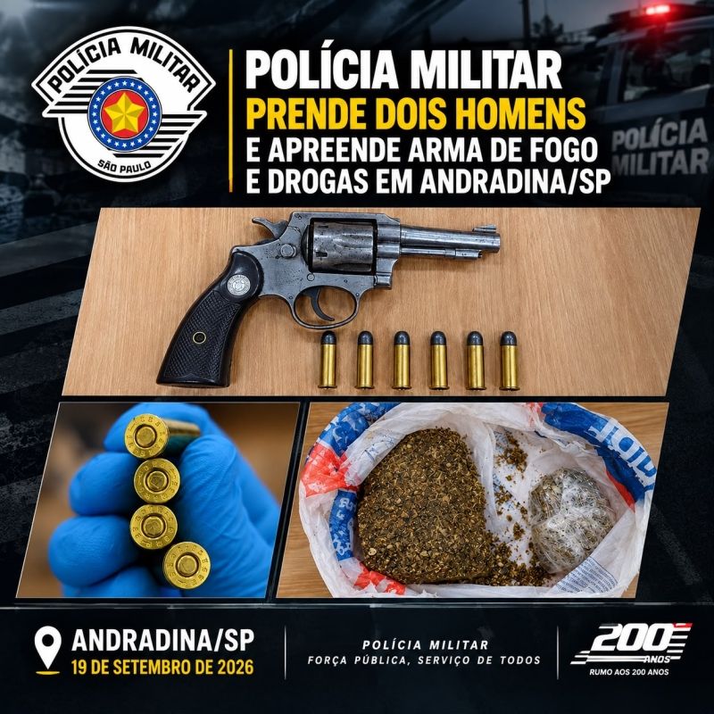 Polícia prende dois homens por tentativa de homicídio e tráfico em Andradina durante operação na tarde de sábado