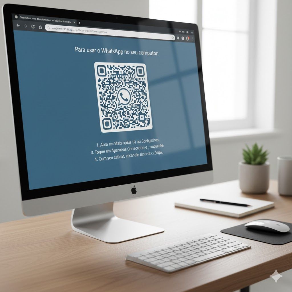 Imagem de Escaneie o código QR para usar WhatsApp Web | Conecte seu celular e computador facilmente. Escaneie o código QR para usar WhatsApp Web | Conecte seu celular e computador facilmente.