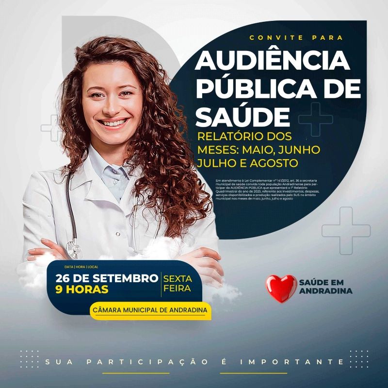 Audiência Pública de Saúde em Andradina ocorre dia 26