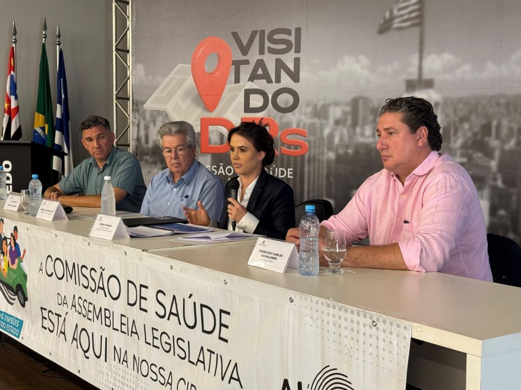 Deputada Bruna Furlan discursa em audiência pública sobre saúde em Araçatuba.