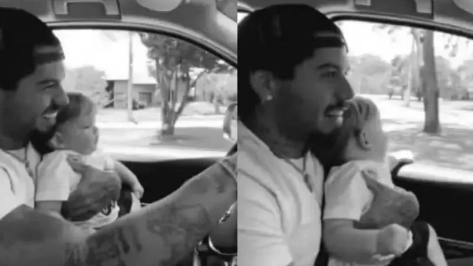 Zé Felipe é criticado por dirigir com filho no colo
