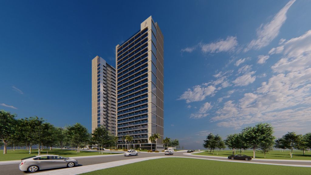 Render ilustrativo do Ferreira Hub, complexo multiuso de 25 000 m² com mall, torre comercial e residencial, previsto para a região sul da cidade.