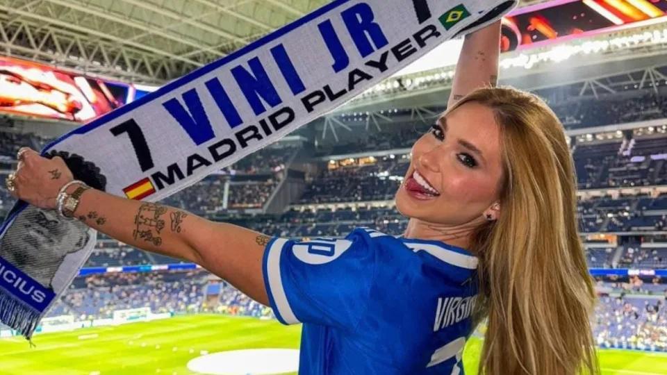 Imagem de Virgínia Fonseca apoia Vini Jr. no Santiago Bernabéu Virgínia Fonseca apoia Vini Jr. no Santiago Bernabéu