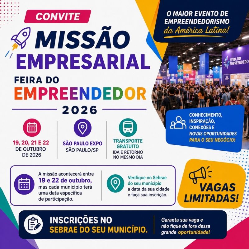 Sebrae realiza missão gratuita à Feira do Empreendedor 2026 em São Paulo