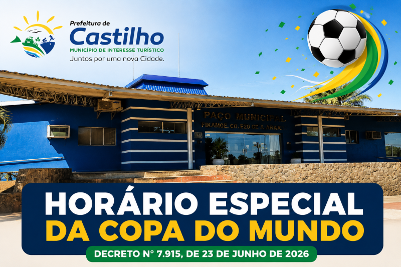 Prefeitura de Castilho altera expediente para acompanhar jogos da Copa do Mundo FIFA 2026
