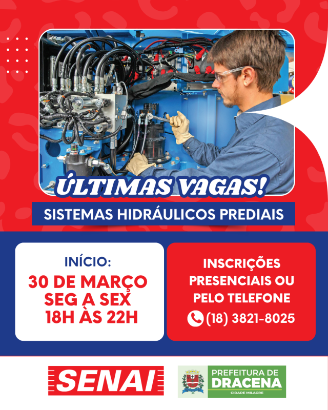Curso gratuito de Técnicas para Montagem de Sistemas Hidráulicos Prediais em Dracena