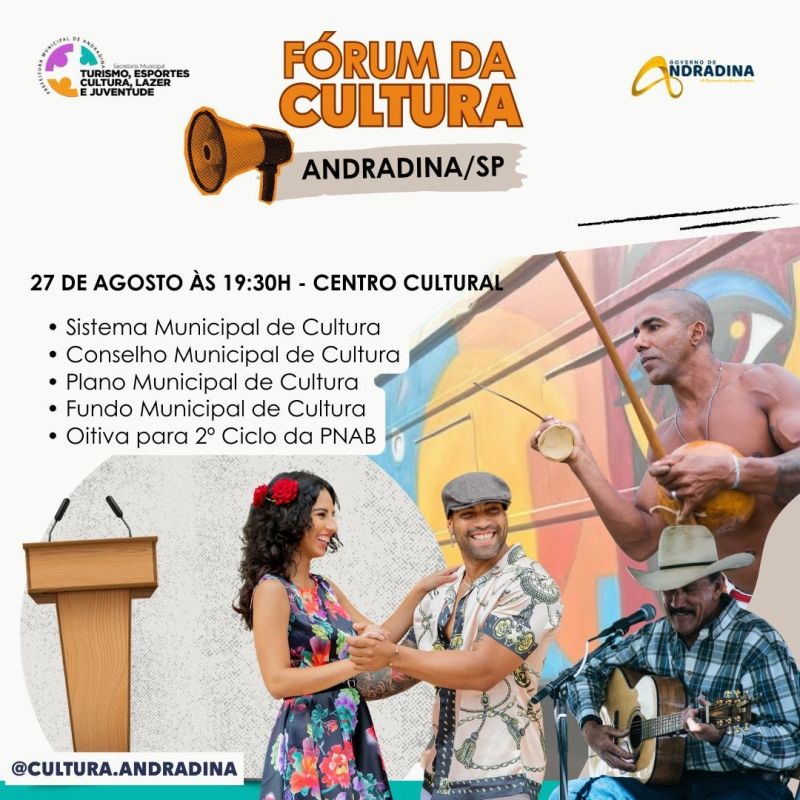 Fórum de Cultura 2025 acontece em Andradina em 27 de janeiro