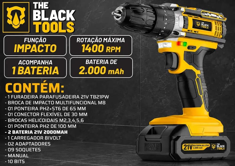 Imagem de Transforme Seus Projetos com a Parafusadeira Furadeira The Black Tools TB-21PX! - Detalhe 5 Transforme Seus Projetos com a Parafusadeira Furadeira The Black Tools TB-21PX! - Detalhe 5