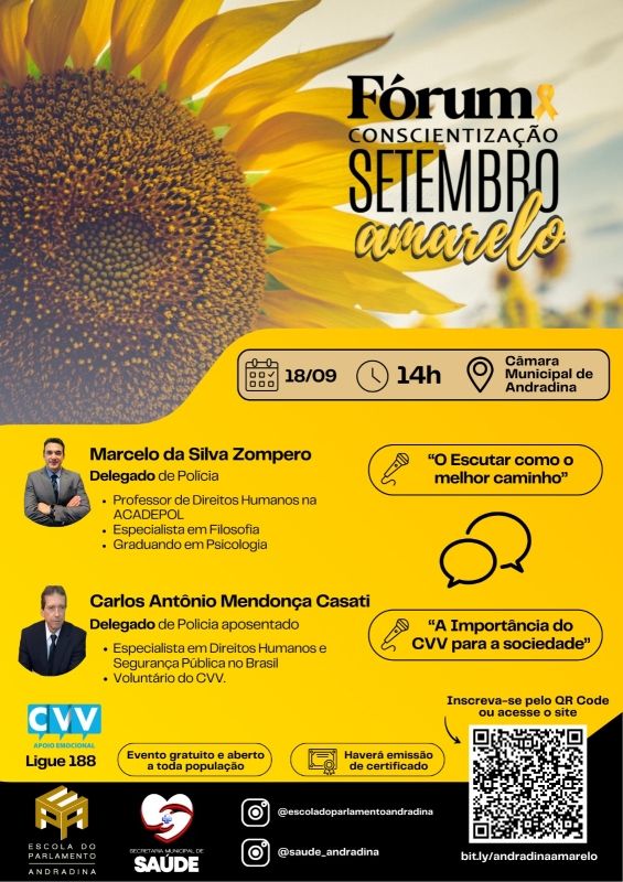 Fórum Setembro Amarelo em Andradina foca na prevenção ao suicídio