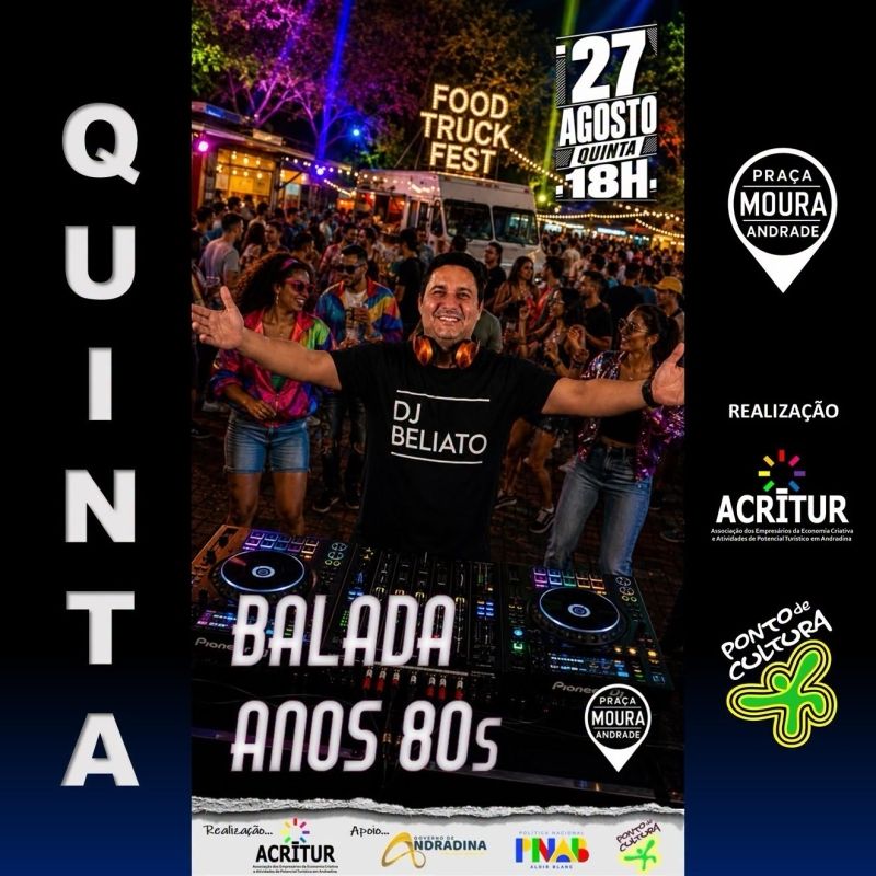 Food Truck Fest de Andradina mistura gastronomia, nostalgia e DJ dos anos 80 e 90 com DJ Beliatto