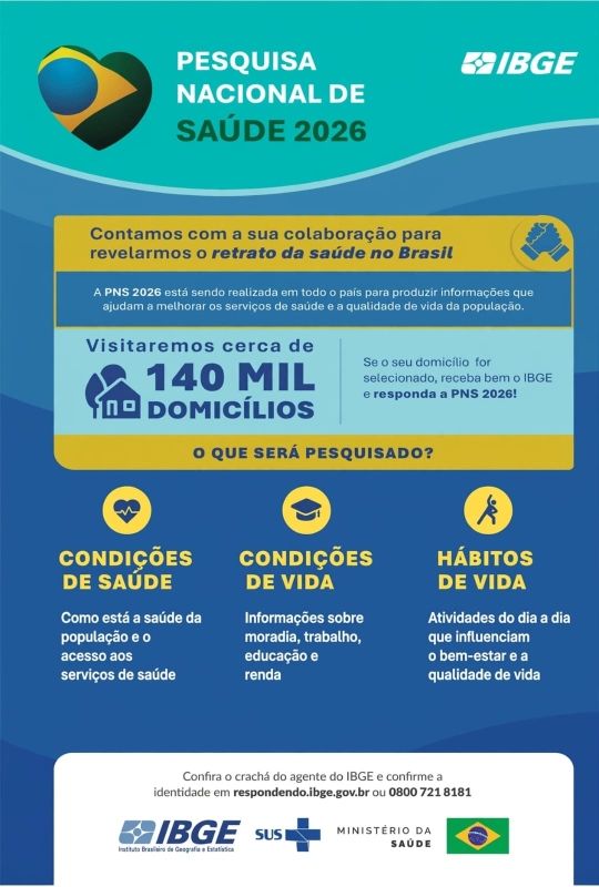 IBGE inicia Pesquisa Nacional de Saúde 2026 em Dracena para aprimorar políticas públicas