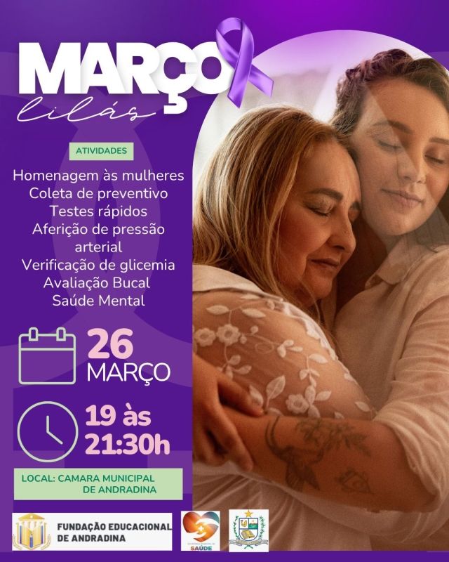 Prefeitura de Andradina promove evento do Março Lilás com ações gratuitas de saúde para mulheres