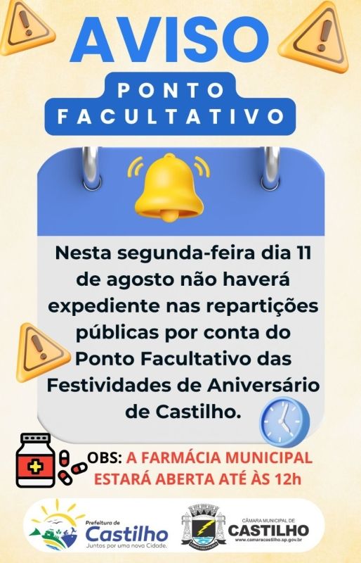 Ponto Facultativo em Castilho no Aniversário de 72 Anos