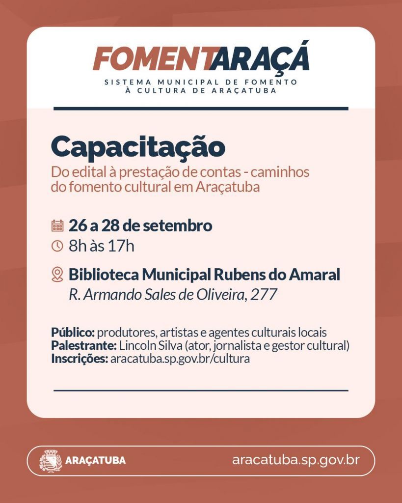Capacitação Cultural em Araçatuba: Inscrições Abertas