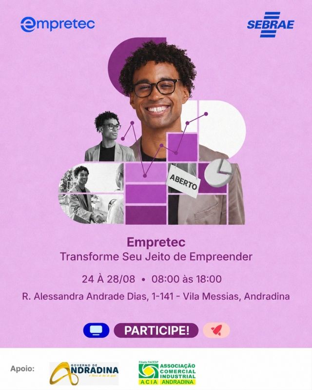 Andradina promove seminário internacional Empretec para impulsionar empreendedorismo local em 2026