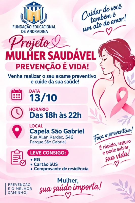 Prefeitura de Andradina realiza campanha de prevenção ao câncer de colo do útero em outubro