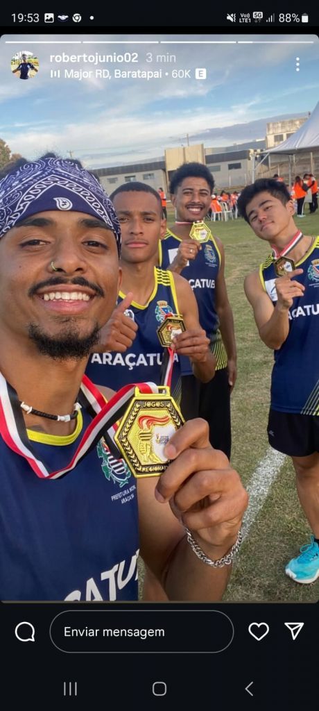 Atletas de Araçatuba comemoram vitória no atletismo dos 67º Jogos Regionais.