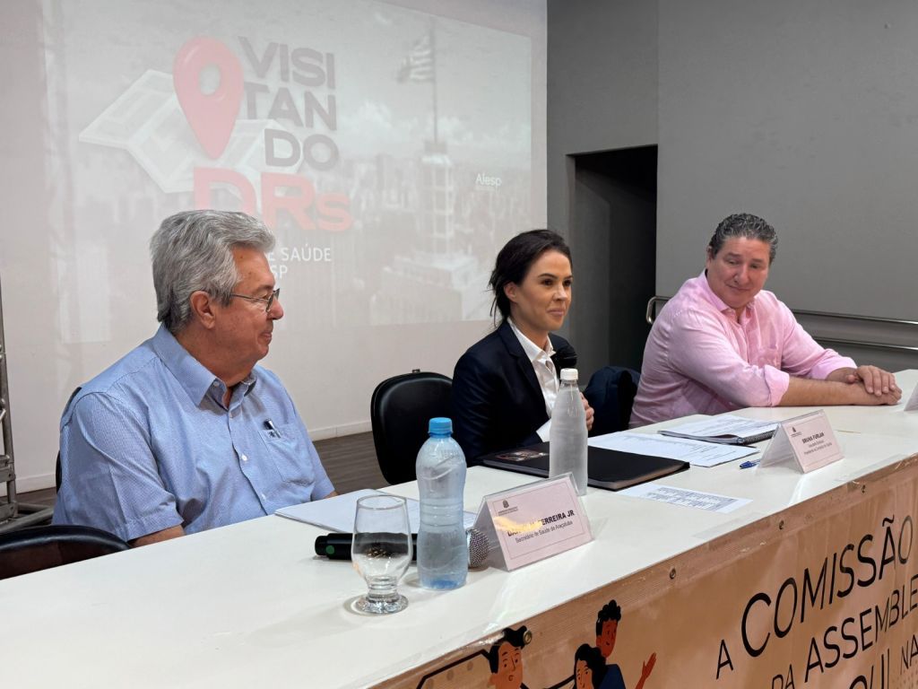 Deputada Bruna Furlan discursa em audiência pública de saúde em Araçatuba.