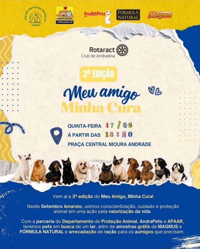 Rotaract de Andradina promove 3ª edição do projeto “Meu Amigo e Minha Cura” com adoções e ações de conscientização