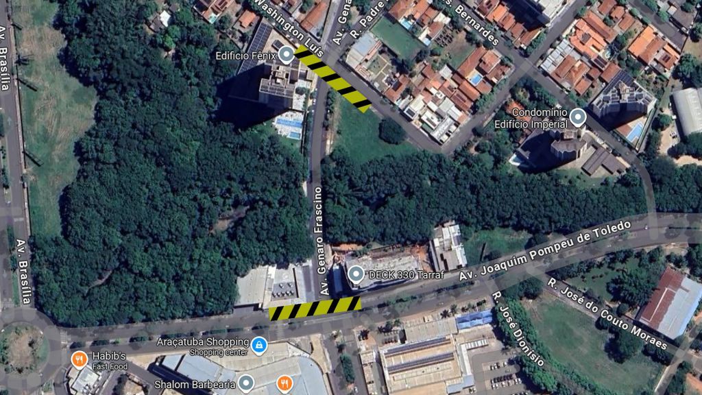 Interdição na Av. Genaro Frascino em Araçatuba até 2 de setembro