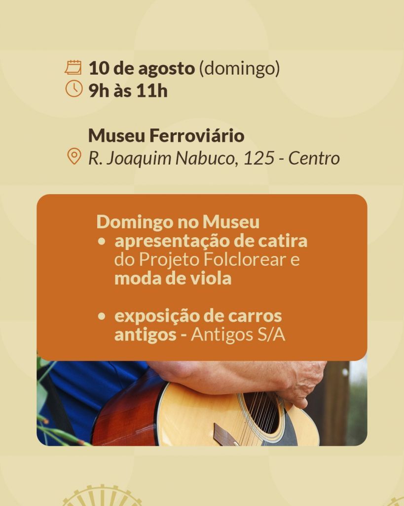Apresentação de catira no Museu Ferroviário de Araçatuba, celebração cultural.