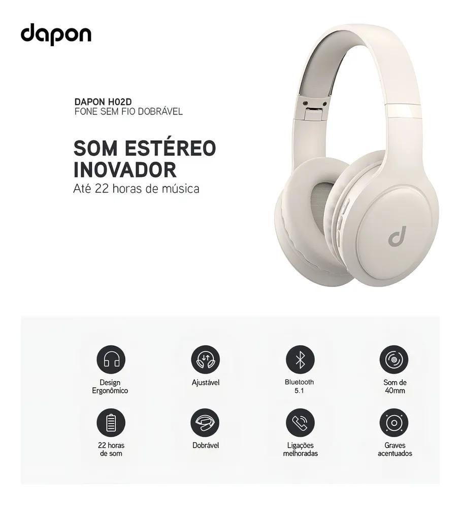 Imagem de Transforme Sua Experiência Musical com o Fone Dapon H02D Bluetooth 5.1! - Detalhe 4 Transforme Sua Experiência Musical com o Fone Dapon H02D Bluetooth 5.1! - Detalhe 4