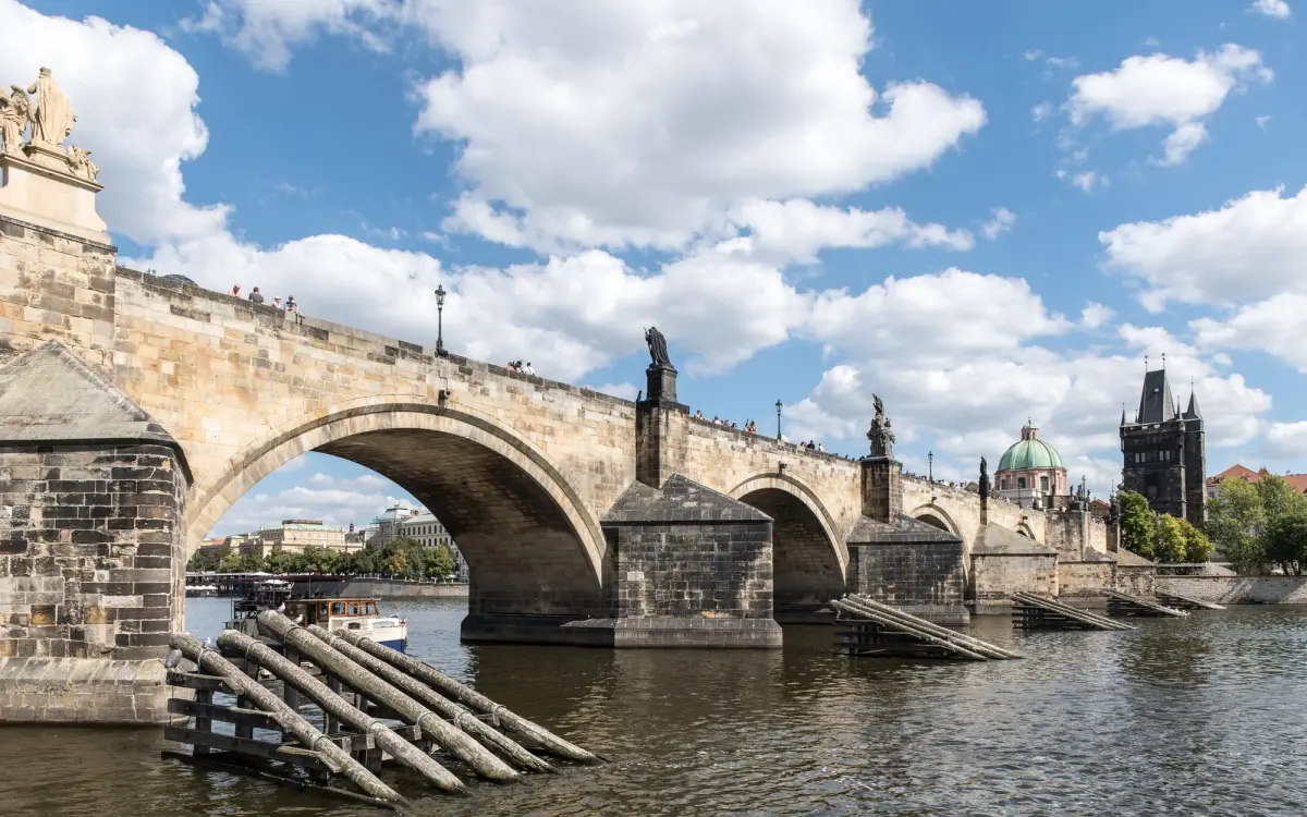 Charles Bridge over the Vltava, with the Old Town Bridge Tower in the background