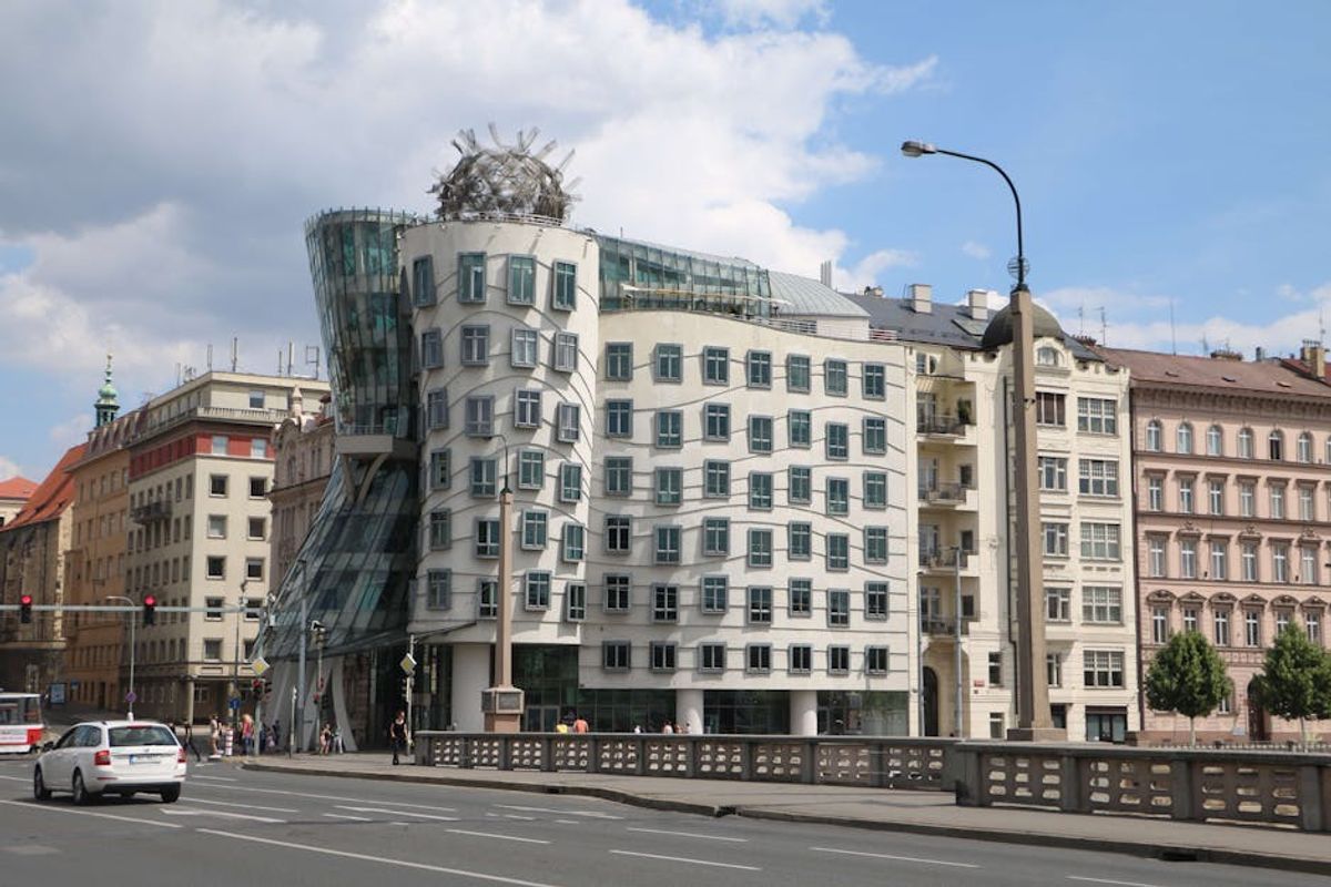 Prague's Dancing House among 19th-century Baroque facades
