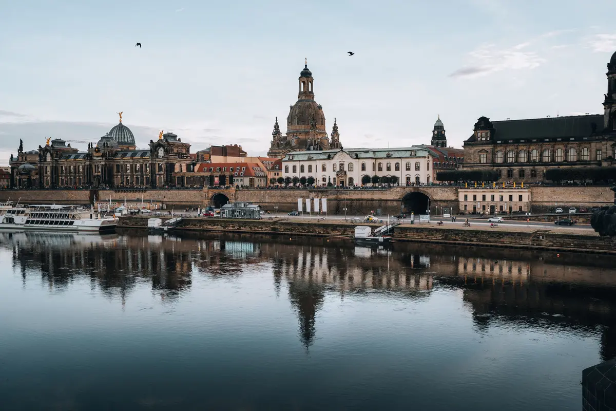 Dresden and the Elbe, with the dome of the Frauenkirche