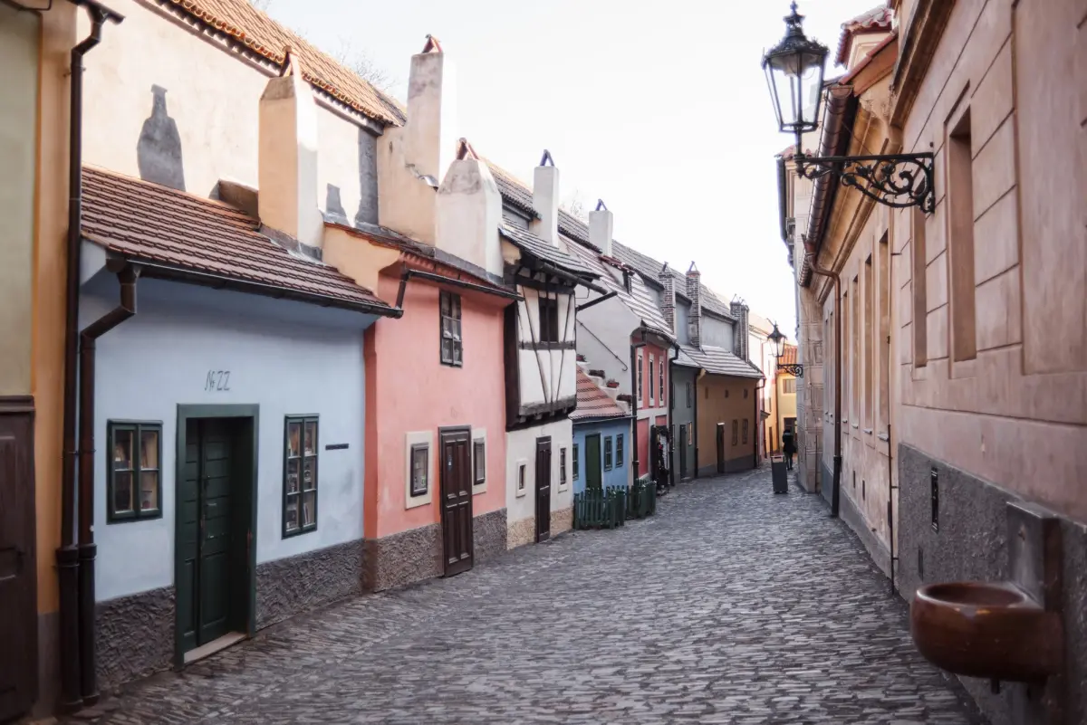 Colourful houses of Golden Lane inside the Prague Castle compound