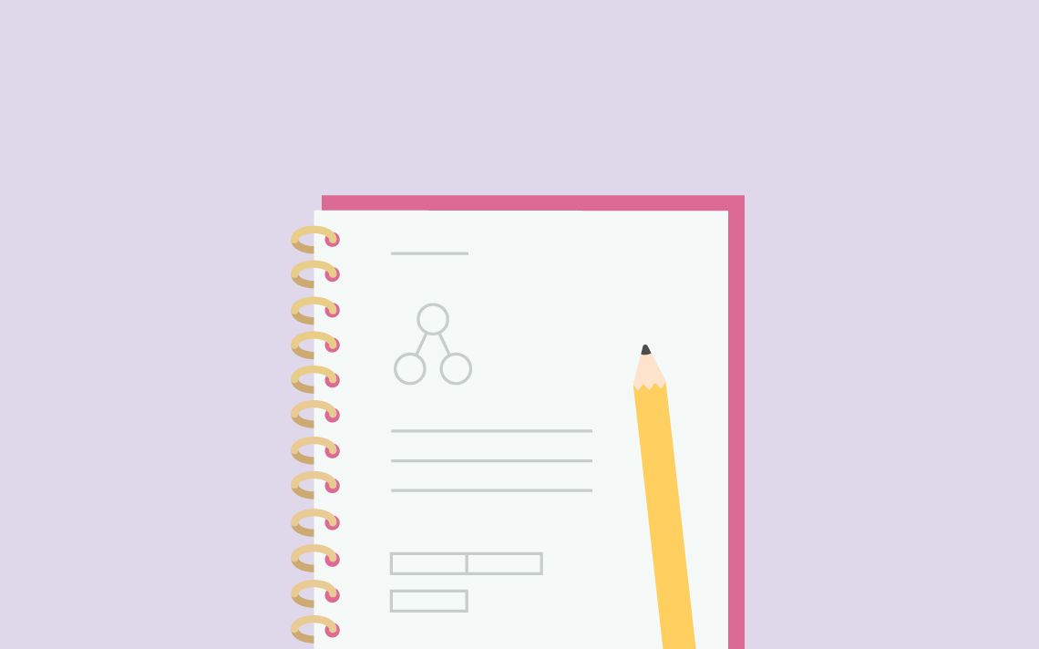 a maths journal open with a pencil ready to write. There is a number bond diagram and various other content on the page.