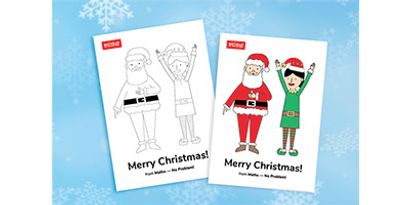 christmas santa and elf free colouring page download