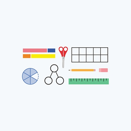 The Essentials of Teaching Math course image with elementary school mathematical objects