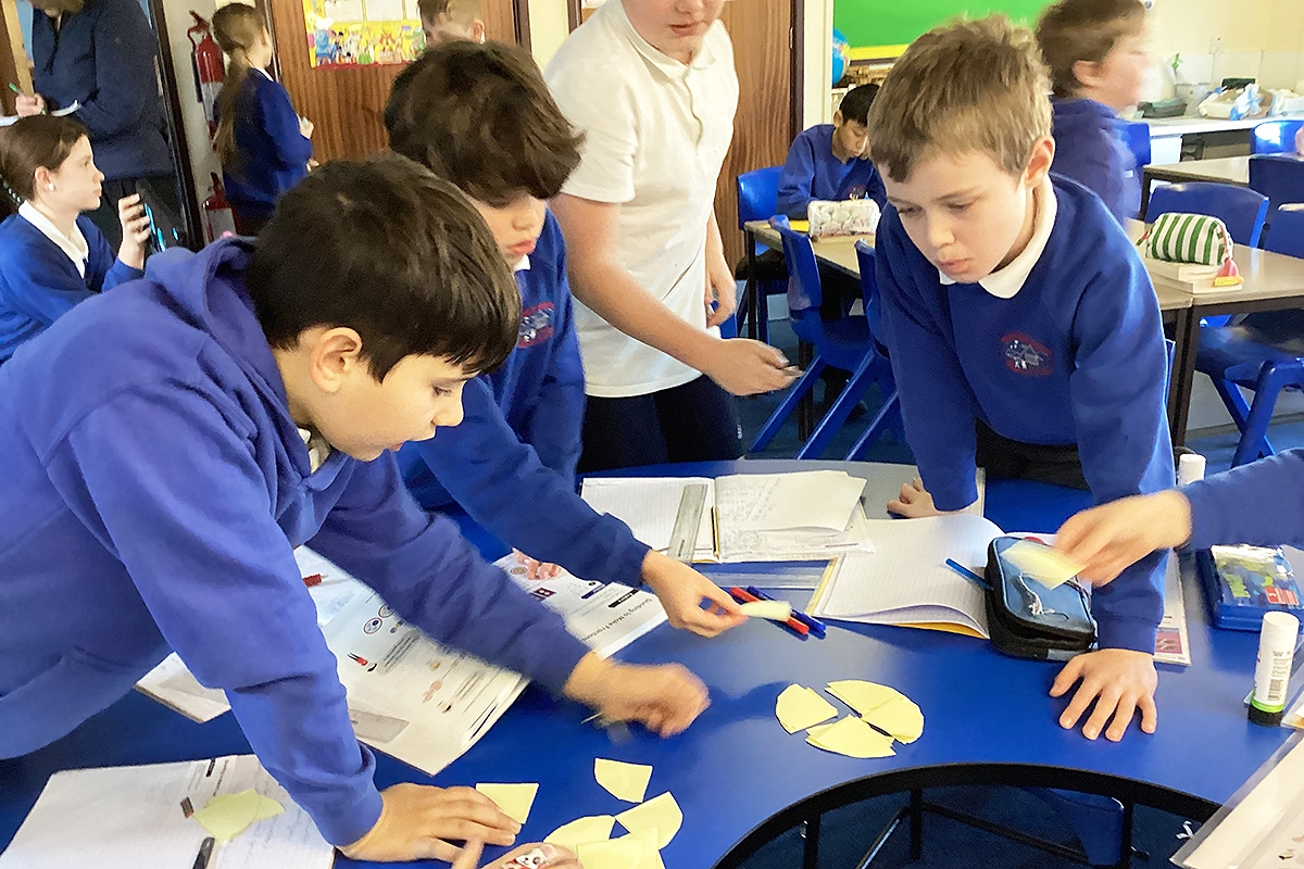 Pupils at Stanton St Quintin Primary school working on maths together