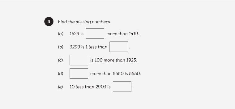 Missing number exercise from Maths — No Problem! Workbook 4A, Chapter 1, Worksheet 8