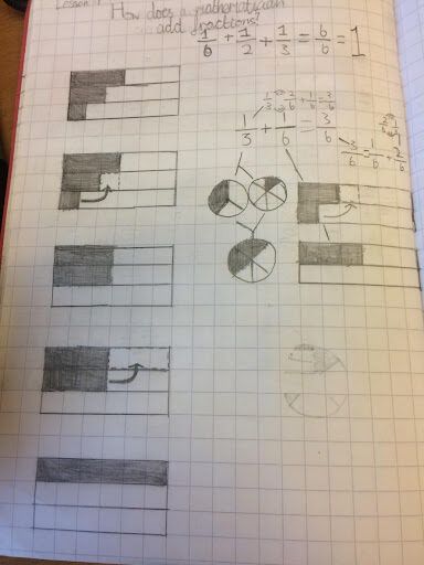 year 5 journal using bar model diagrams to represent fractions