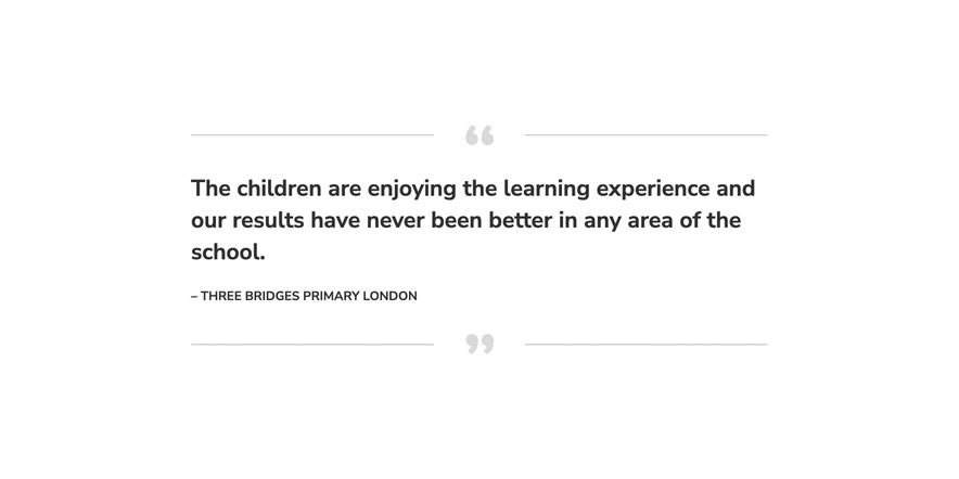 Testimonial for Maths — No Problem! from Three Bridges Primary School London