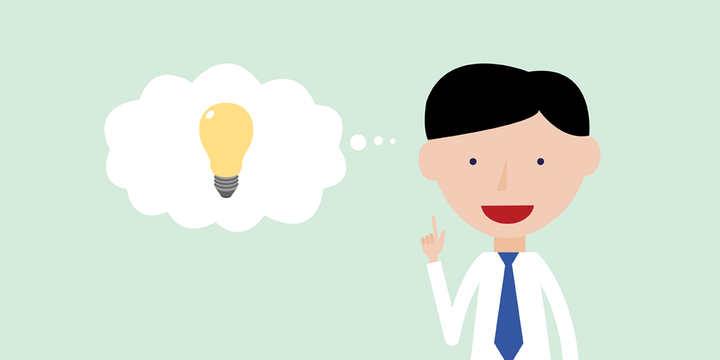 Illustration of Jerome Bruner thinking, with a light in a thought bubble