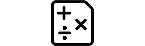 Assessment paper with mathematics symbols icon