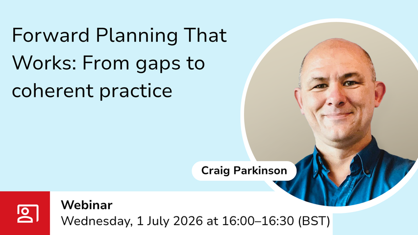 Forward planning webinar graphic with event details