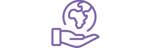 Real world relevance icon, showing a globe in a hand