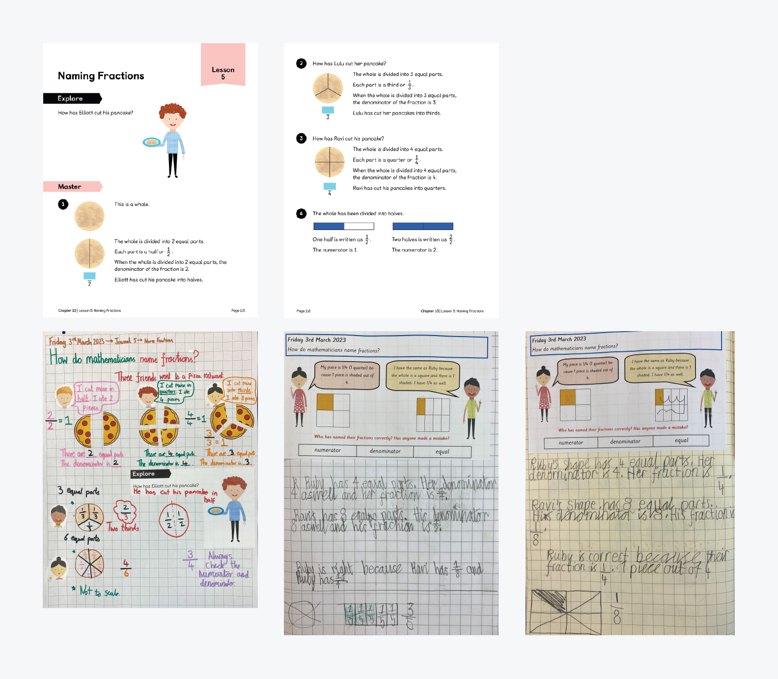 Pupils at Attenborough School use journals and an anchor chart to complete a Year 2 fractions lesson