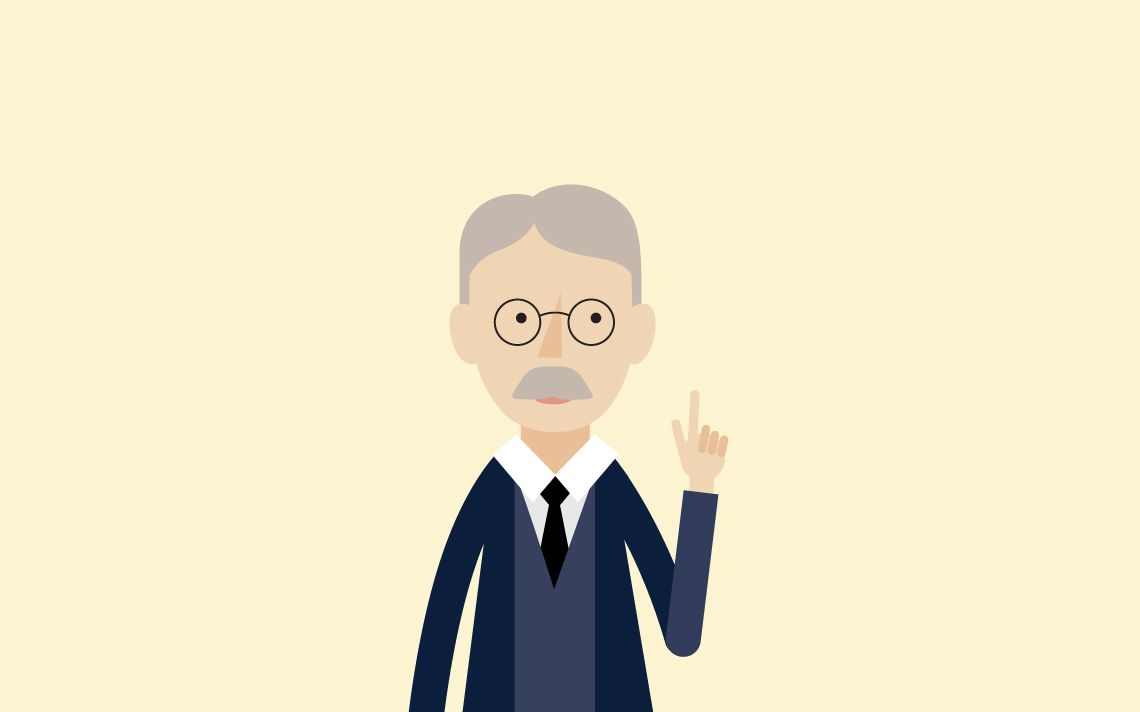 An illustrated image of John Dewey