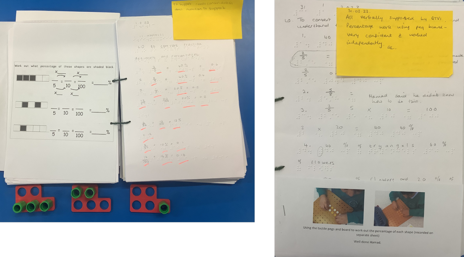 Modifications for learning maths for visually impaired primary students