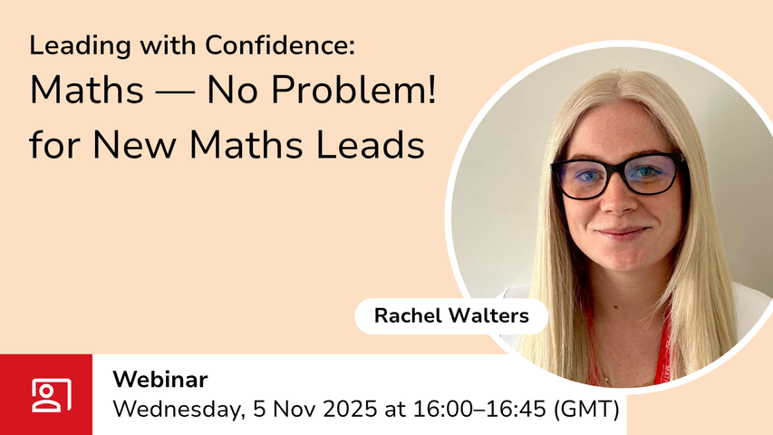 Maths Leads webinar graphic with event details