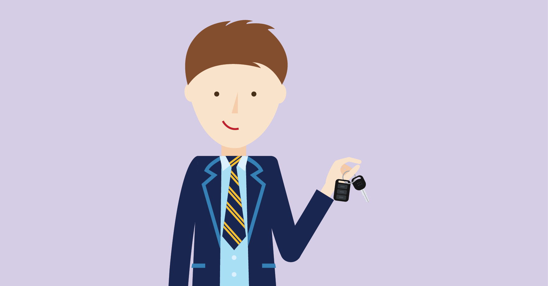 A maths mastery student holding the keys to a car