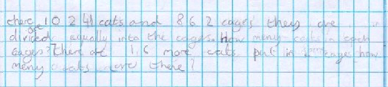 Creative journaling example 2: an inaccurate word problem dividing cats into cages creates a discussion point for the class