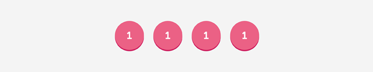 Four pink counters are arranged to represent 1 group of 4.