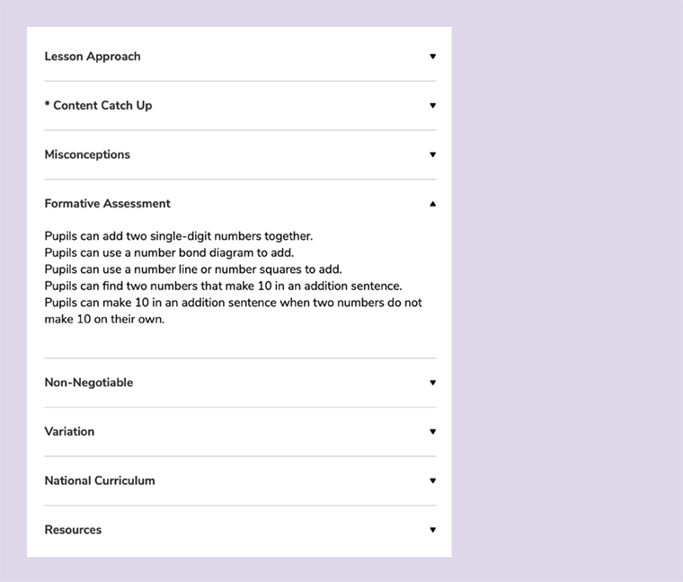 A snapshot of the Formative Assessment section found in Maths — No Problem! Teacher Guides, an online maths mastery teaching subscription.