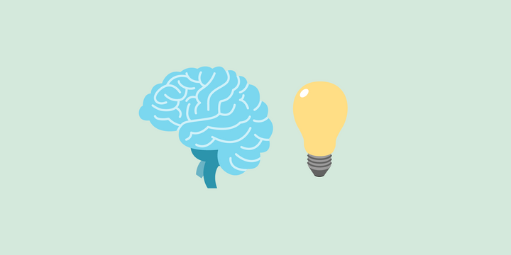 an illustration of a blue brain next to a yellow, lit up light bulb showing the retrieval process